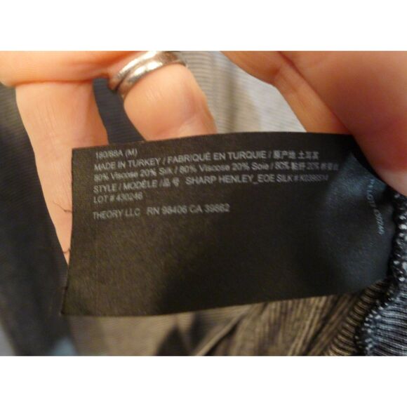 Theory Striped Henley Shirt in Viscose-Silk - Black/Natural M - Picture 7 of 7